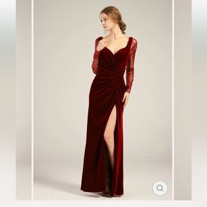 aurora velvet renzrags bridesmaid dress in wine